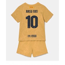 Barcelona Ansu Fati #10 Bortaställ Barn 2022-23 Korta ärmar (+ Korta byxor)